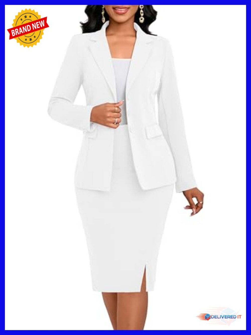 2-Piece Blazer & Skirt Suit Set - Business Work Office Formal Women's Skirt Suit